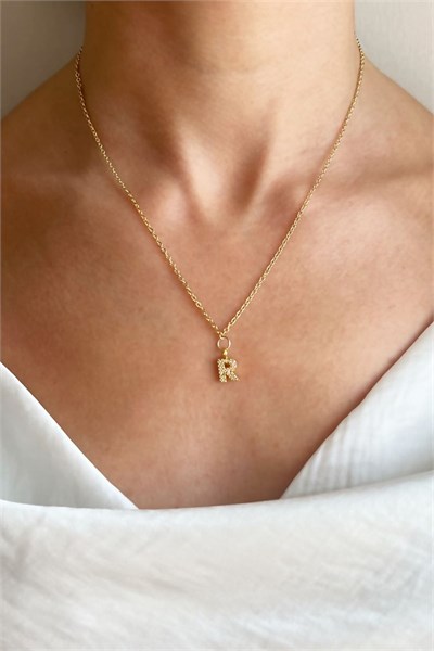 R Letter Gold Chain Necklace