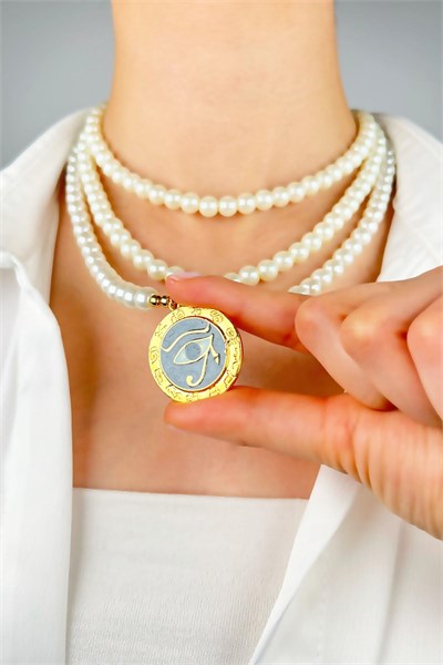 Ra’s Eye Pearl Necklace - Gold
