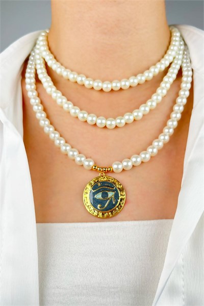 Ra’s Eye Pearl Necklace - Gold