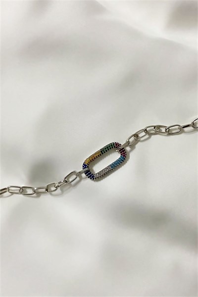 Colorful Geometric Shaped Silver Color Bracelet