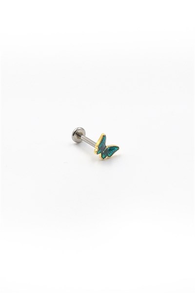 Colorful Butterfly Tragus & Helix Piercing – Gold | Hypoallergenic, Non-Tarnish, 8 mm