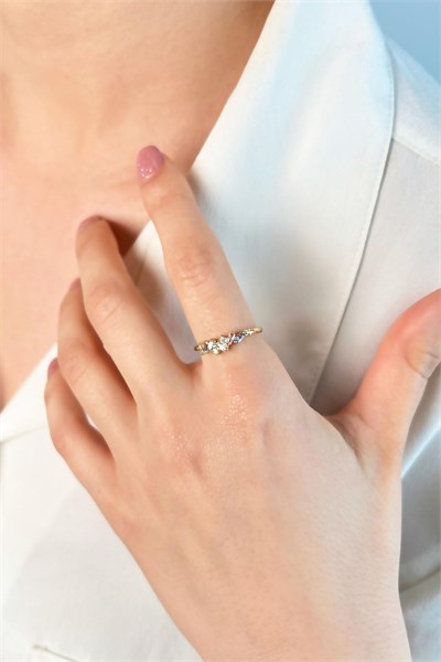 Colorful Stone Ring - Gold