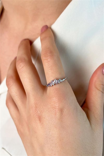 Colorful Stone Ring - Silver