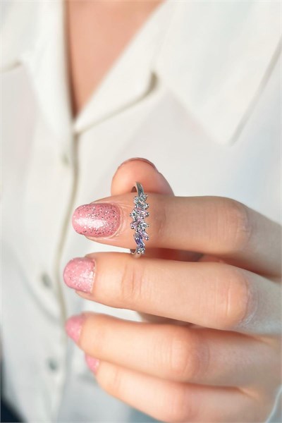 Colorful Stone Ring - Silver