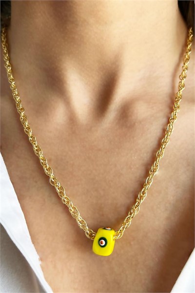 Yellow Nazar Bead Gold Chain Necklace
