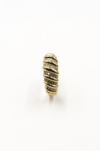 Spiral Cubic Zirconia Adjustable Ring - Gold-Tone, Tarnish-Resistant & Hypoallergenic