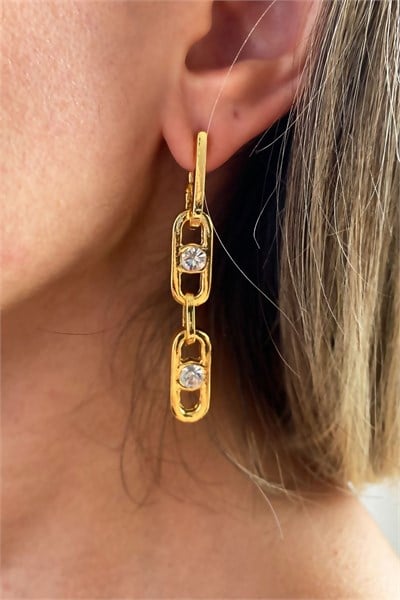 Swarovski Stone Gold Hanging Earrings