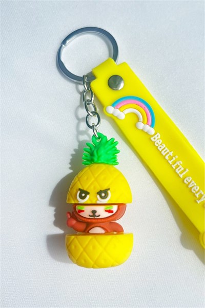 Cute Pineapple Figure Silicone Keychain
