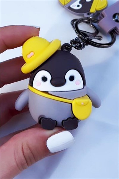 Cute Penguin Grey Keychain
