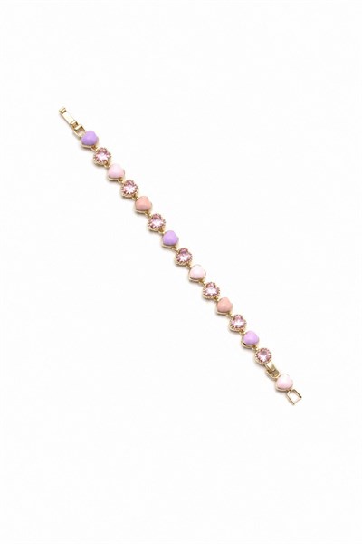 Xuping Sparkling Bracelet with a Row of Heart Motifs - Pink