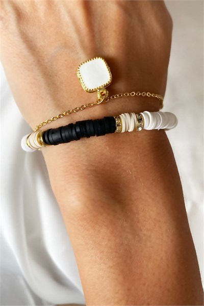 Black and White Colorful Design Fimo Bracelet