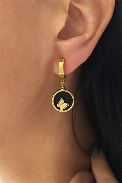 Black Gold Butterfly Stainless Steel Earrings