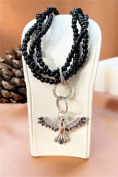 Black Pearl Anka Bird Necklace