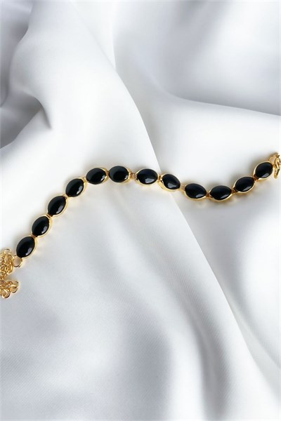 Black Stone Gold Bracelet