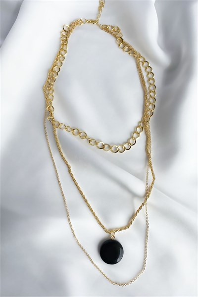 Black Stone Gold Multi Necklace