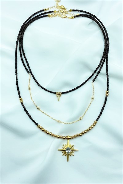 T Letter 3-Piece Set Bead Necklace