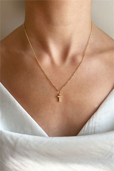 T Letter Gold Chain Necklace
