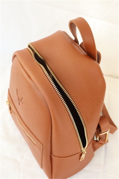 Tan Zipper Womens Backpack