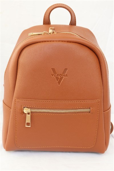 Tan Zipper Womens Backpack