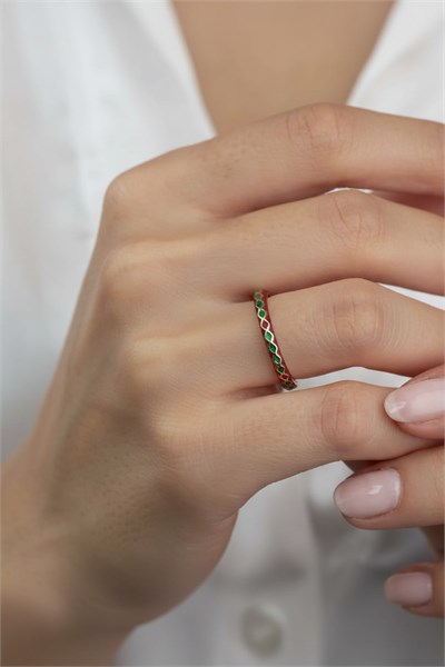 Blue Enamel Full-Eternity Ring - Multicolor | Adjustable & Tarnish-Resistant