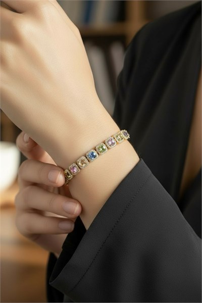 Full Round Colorful Stone Vip Model Xuping Non-Tarnish Bracelet - Gold | Elegant and Shiny Design