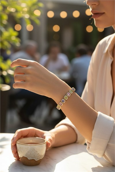 Full Round Colorful Stone Vip Model Xuping Non-Tarnish Bracelet - Gold | Elegant and Shiny Design