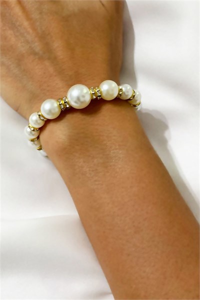 Stone-Detail Pearl Bracelet