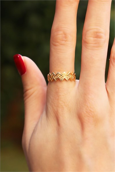 Stone-Detail Gold Color Design Ring