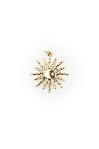 Sun-Shaped Zircon Stone Xuping Necklace Pendant – Gold 14K, 2.5 cm