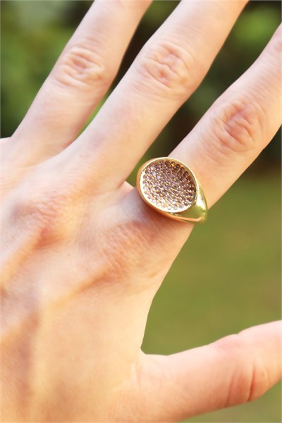 Stone-Oval Gold Color Design Ring