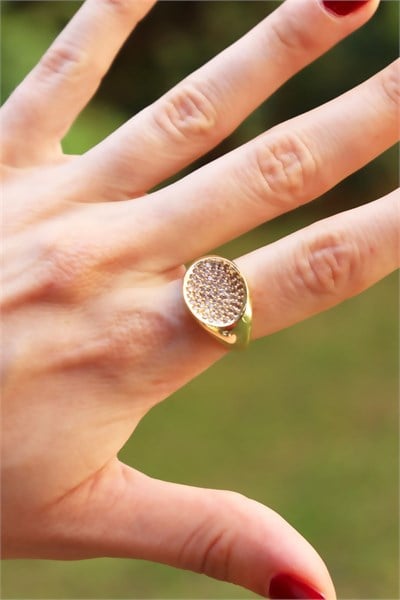 Stone-Oval Gold Color Design Ring