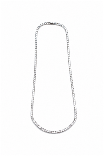 Single-Row Sparkling Non-Twisting Tennis Necklace - 3 mm