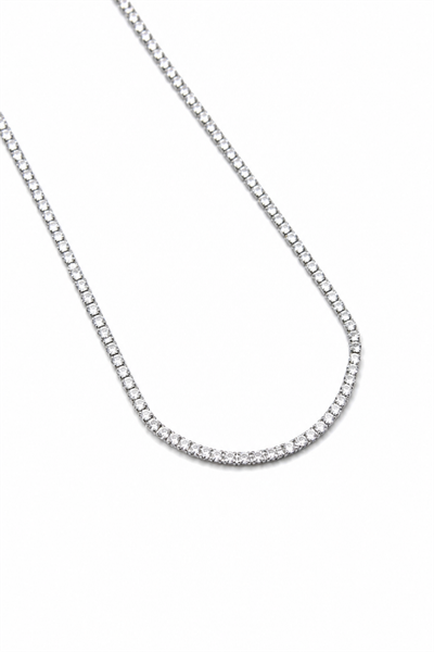 Single-Row Sparkling Non-Twisting Tennis Necklace - 3 mm