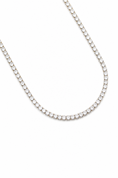 Single-Row Sparkling Non-Twisting Tennis Necklace - 4 mm