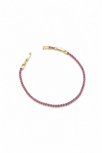 Xuping Elegant Single-Row Cubic Zirconia Tennis Bracelet - Pink