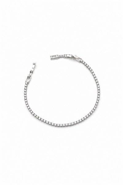 Xuping Elegant Single-Row Cubic Zirconia Tennis Bracelet - Silver-Tone