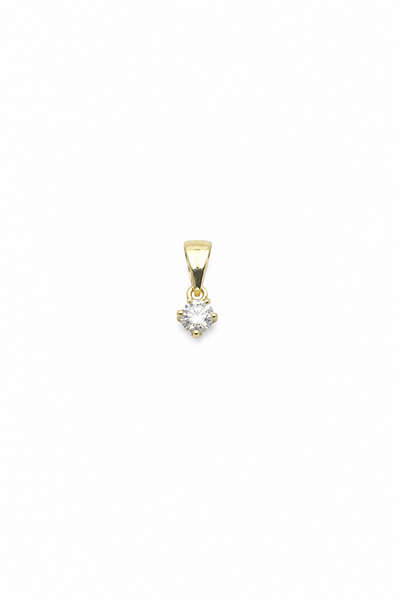 Brass Pendant with Solitaire Cubic Zirconia and Decorative Chain