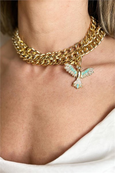 Turquoise Phoenix Detailed Choker Necklace