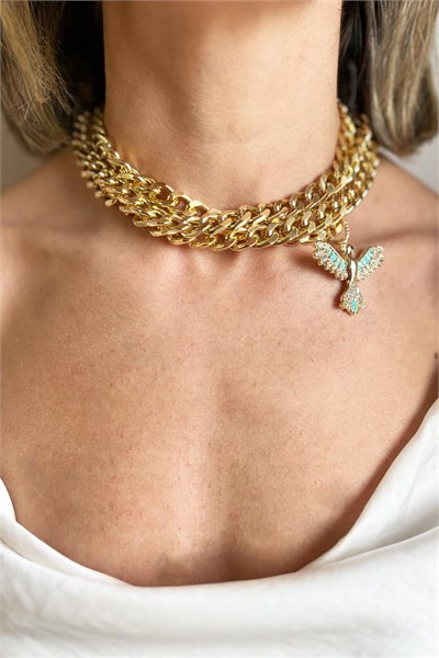 Turquoise Phoenix Detailed Choker Necklace