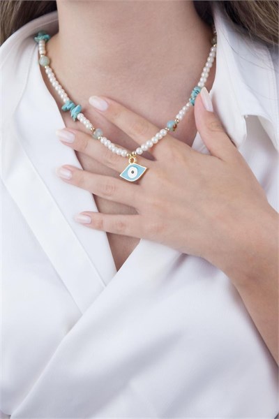 Turquoise Natural Stone Pearl Necklace