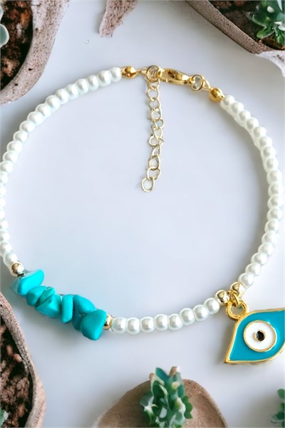 Turquoise Eye Detailed Broken Natural Stone Bracelet