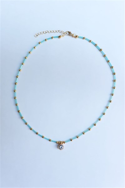 Turquoise Cylinder Bead Necklace