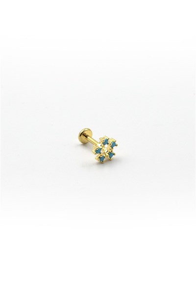 Turquoise Stone Tragus & Helix Piercing – Gold | Hypoallergenic, Non-Tarnish, 8 mm