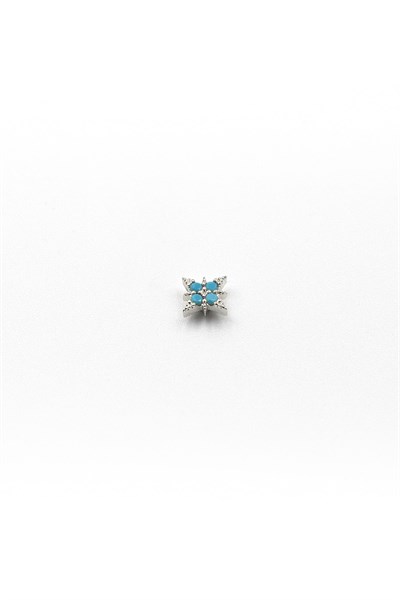 Turquoise Stone Star Tragus & Helix Piercing – Silver Plated, Hypoallergenic, Non-Tarnish