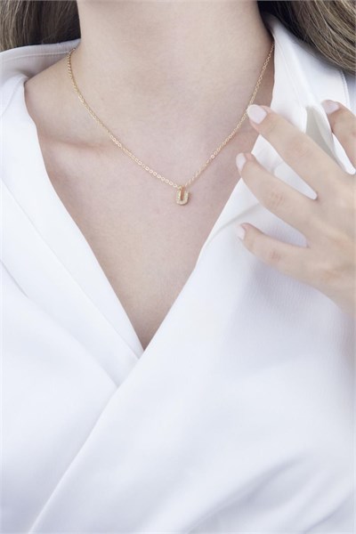 U Letter Gold Chain Necklace