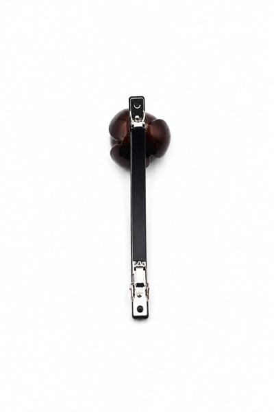 3D Rose-Detail Bone-Style Automatic Hair Clip - Black