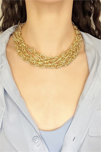 Triple Gold Choker Necklace