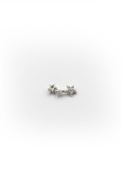 Triple Star Stone Tragus & Helix Piercing – Silver | Hypoallergenic, Non-Tarnish