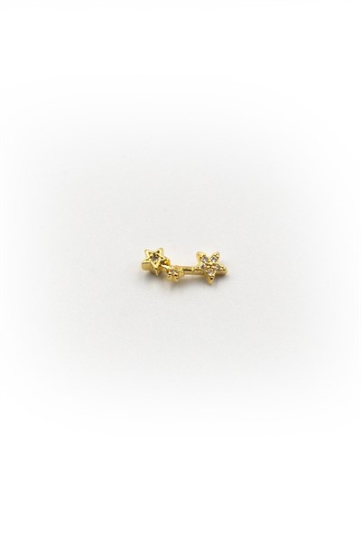 Triple Star Zircon Tragus & Helix Piercing – Gold | Hypoallergenic, Non-Tarnish, 8 mm Bar