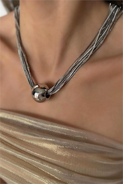 Double-Tipped Chain VIP Steel Necklace - Silver Color